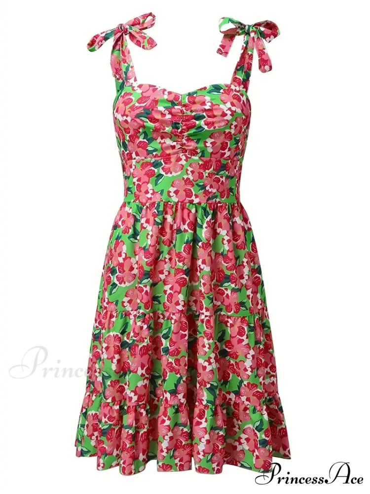 Cami Ruffle Spaghetti Design Gown Flowered with Hem Straps - Image 3