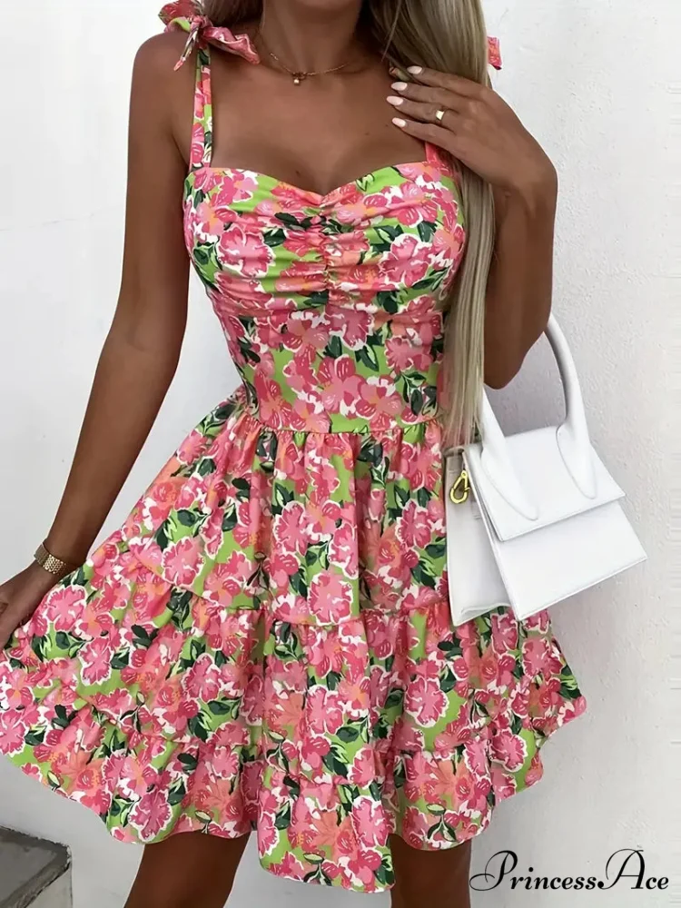 Cami Ruffle Spaghetti Design Gown Flowered with Hem Straps - Image 5