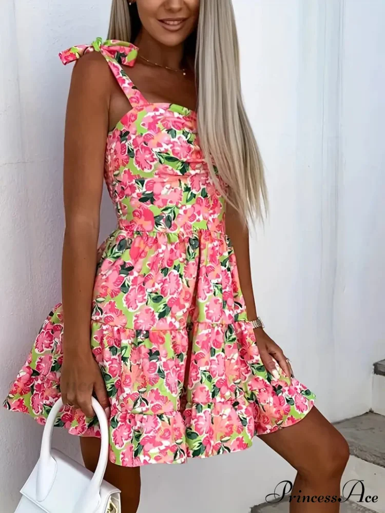 Cami Ruffle Spaghetti Design Gown Flowered with Hem Straps - Image 7