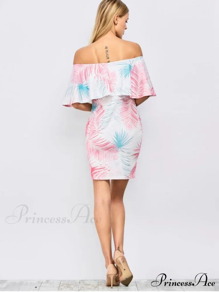 Patterned Off Shoulder Bodycon Dress - Image 2