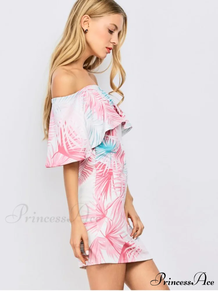 Patterned Off Shoulder Bodycon Dress - Image 4