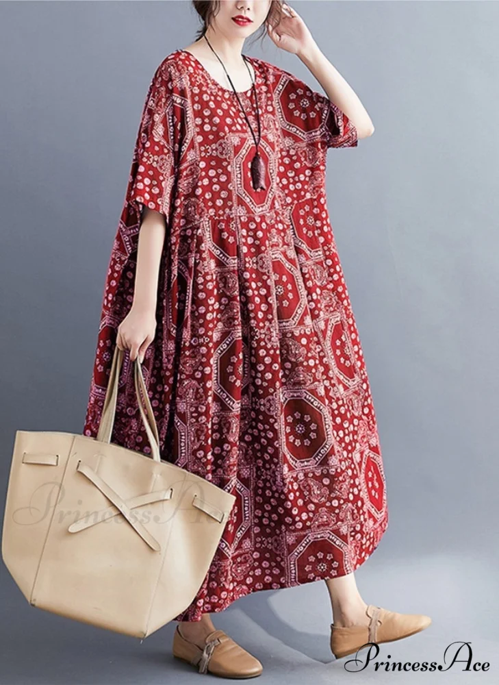 Bohemian Pockets House - Swing Gown With Blue Print - Image 4