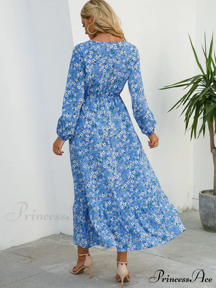 Casual Coastal Long Bohemian Flowered Dress - Image 10