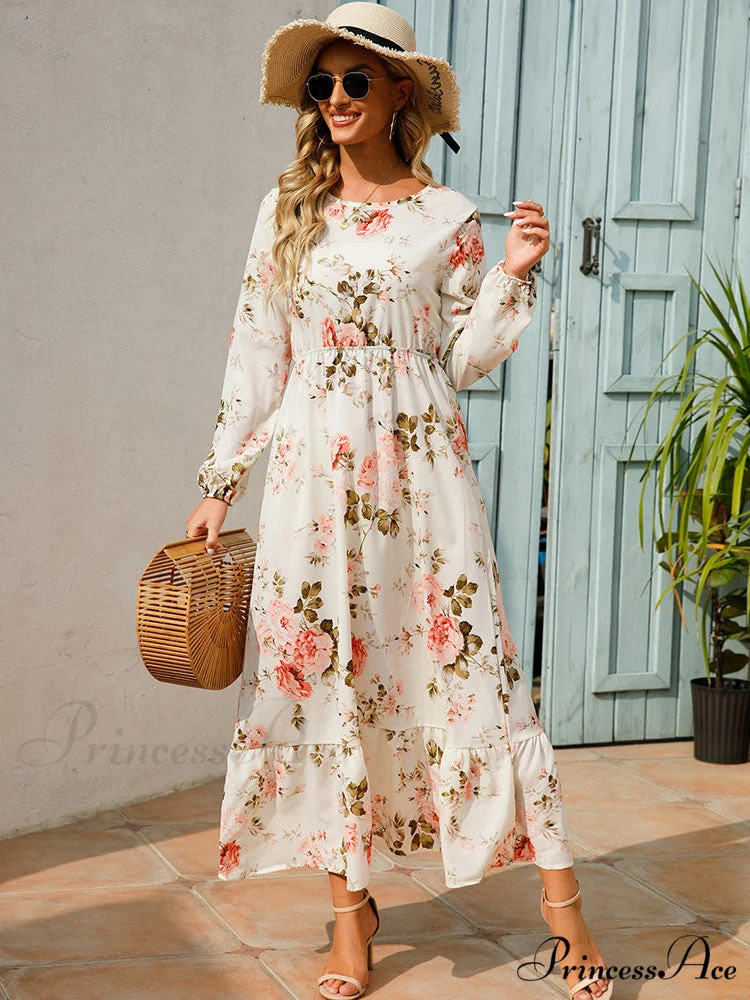 Casual Coastal Long Bohemian Flowered Dress - Image 2