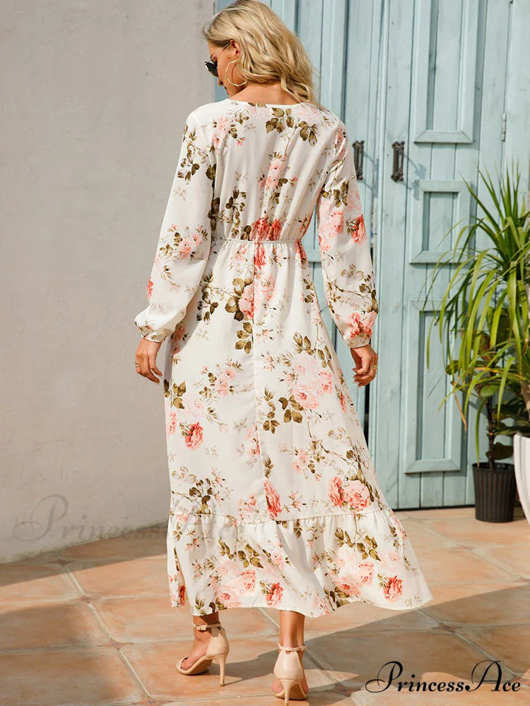 Casual Coastal Long Bohemian Flowered Dress - Image 3