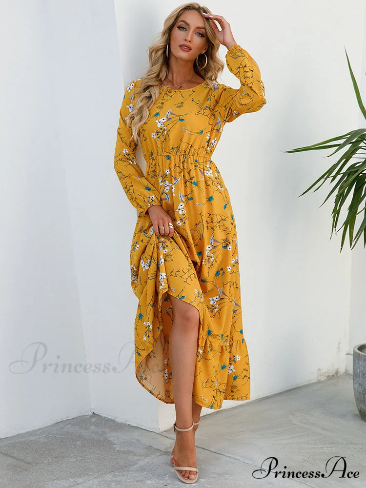 Casual Coastal Long Bohemian Flowered Dress - Image 4