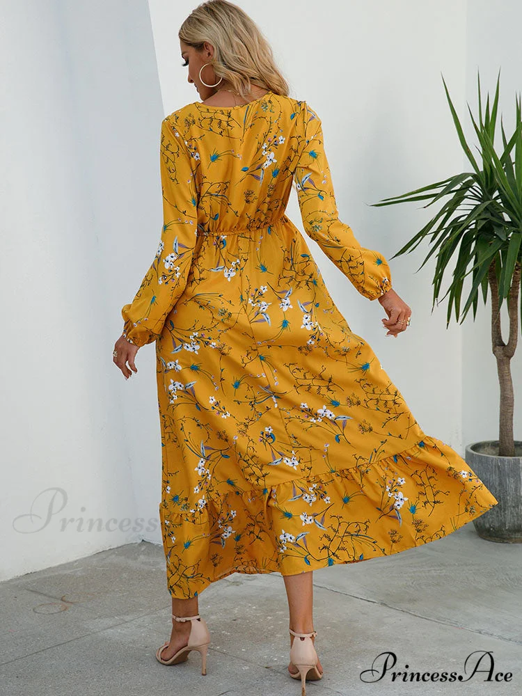 Casual Coastal Long Bohemian Flowered Dress - Image 5