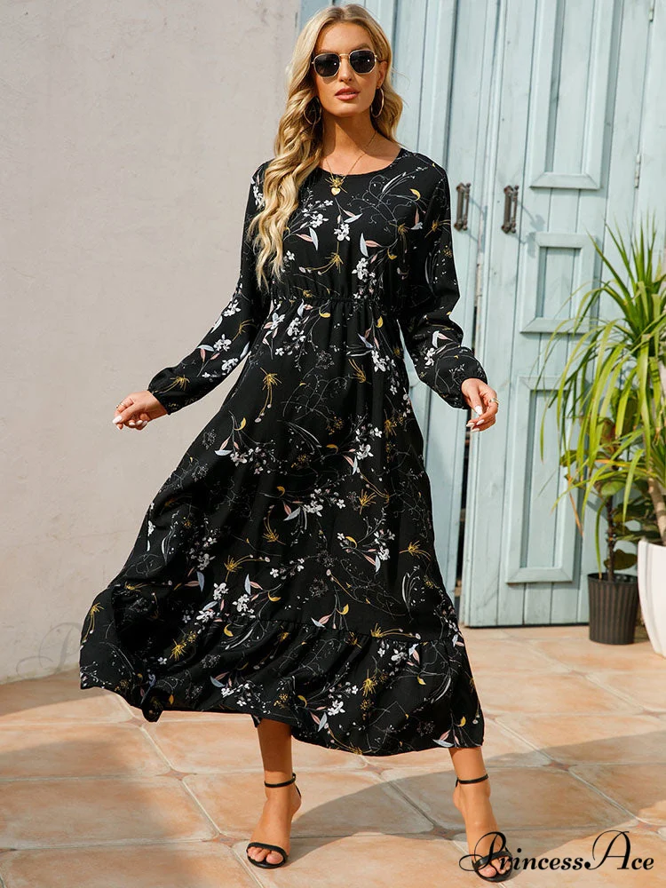 Casual Coastal Long Bohemian Flowered Dress - Image 7