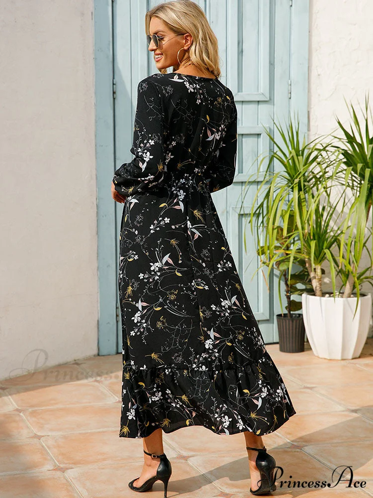 Casual Coastal Long Bohemian Flowered Dress - Image 8