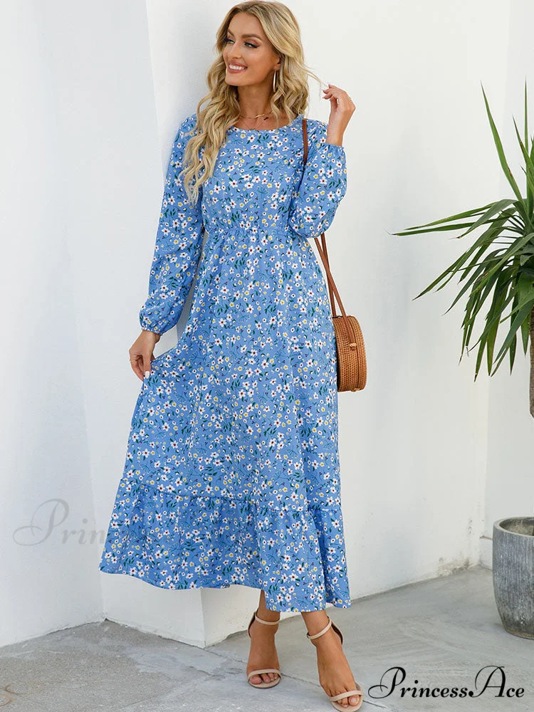Casual Coastal Long Bohemian Flowered Dress - Image 9