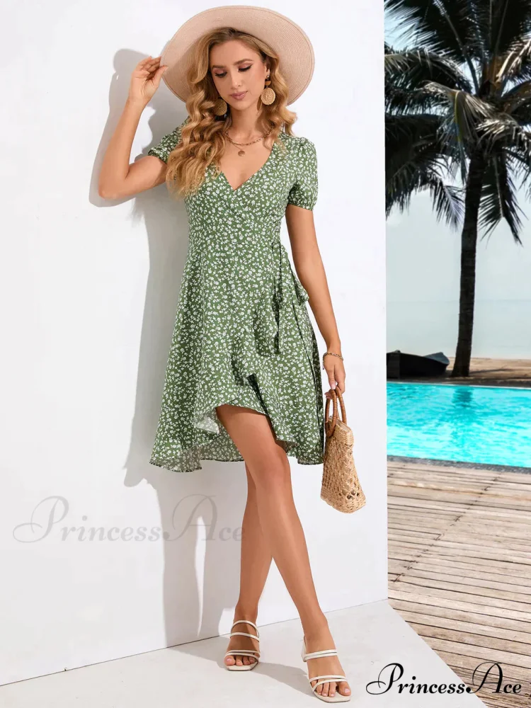 V-Neck with Gown Flowered Arm Brief Bohemian Print - Image 4