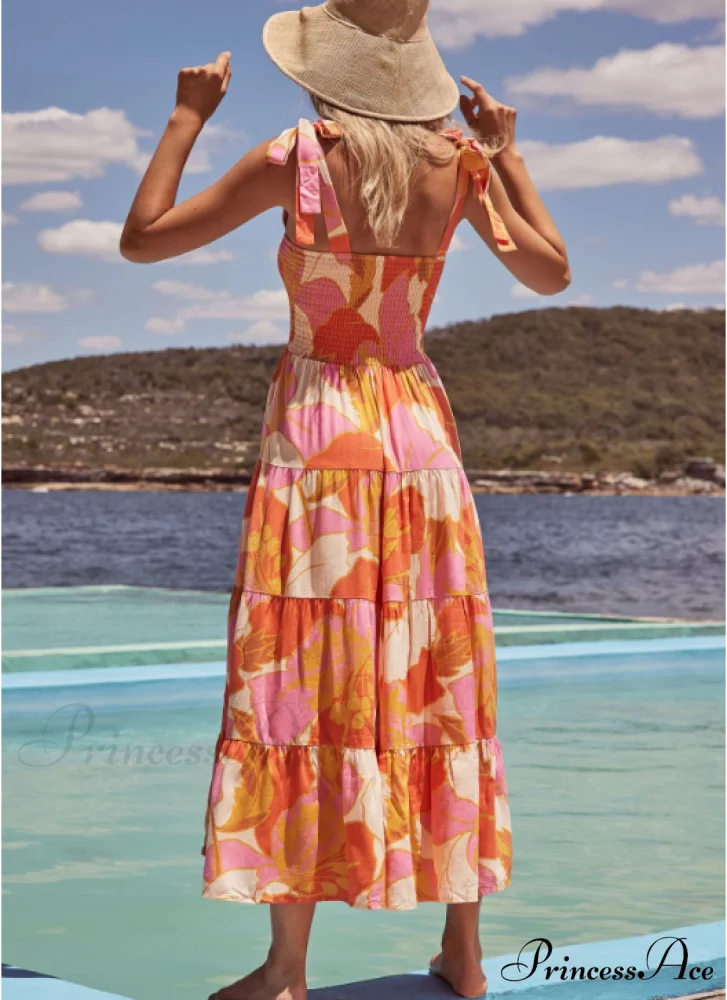 Bohemian Festive Warm-Season Elastic Gown Design with Coastal Women Tie Sundress Up Straps - Image 6