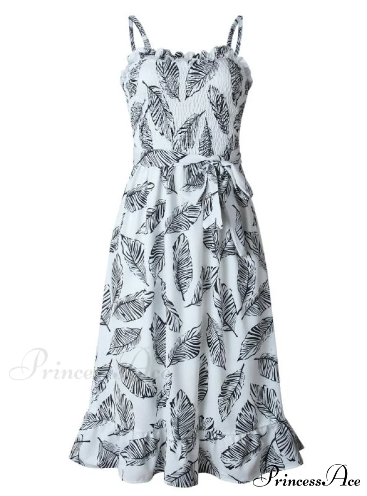 Bohemian Design Coastal Leaves Backless Dress - Image 2