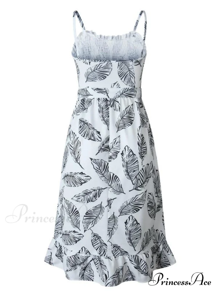 Bohemian Design Coastal Leaves Backless Dress - Image 3