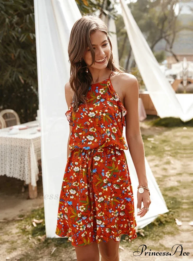 Mini Flowered Sleeveless Ruffles Dress - Image 6