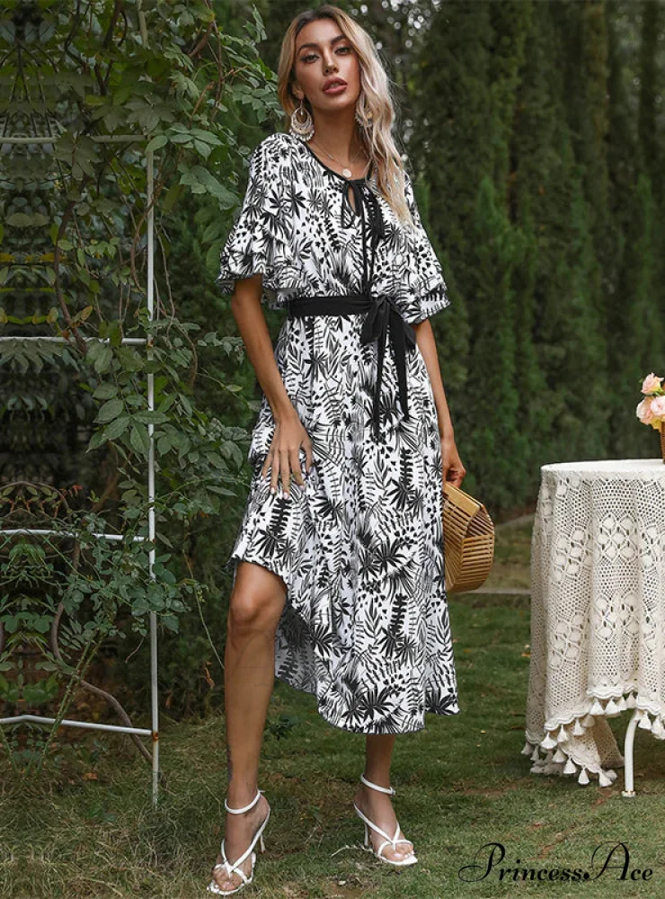Bohemia Gown with Foliage Chiffon Print - Image 2