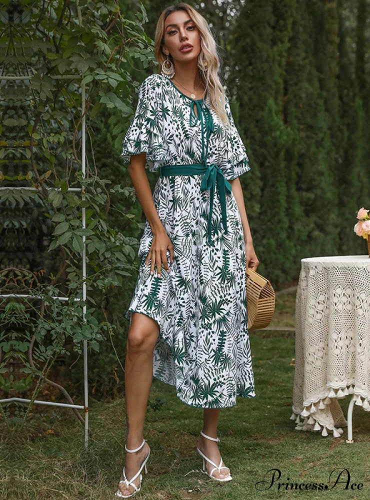 Bohemia Gown with Foliage Chiffon Print - Image 3