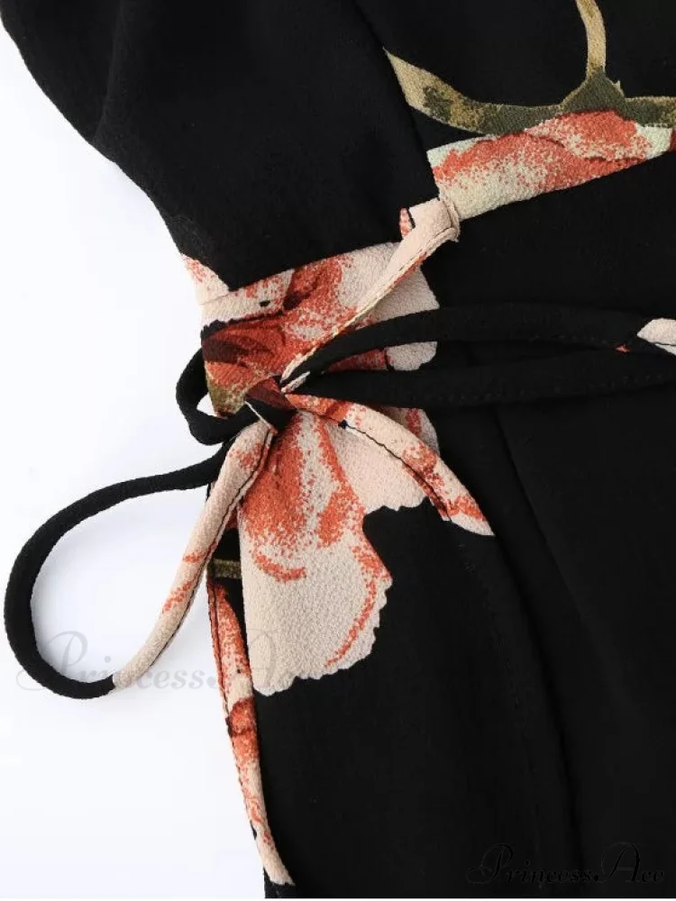 Wrap Arm Mini Flowered Cap Dress - Image 5