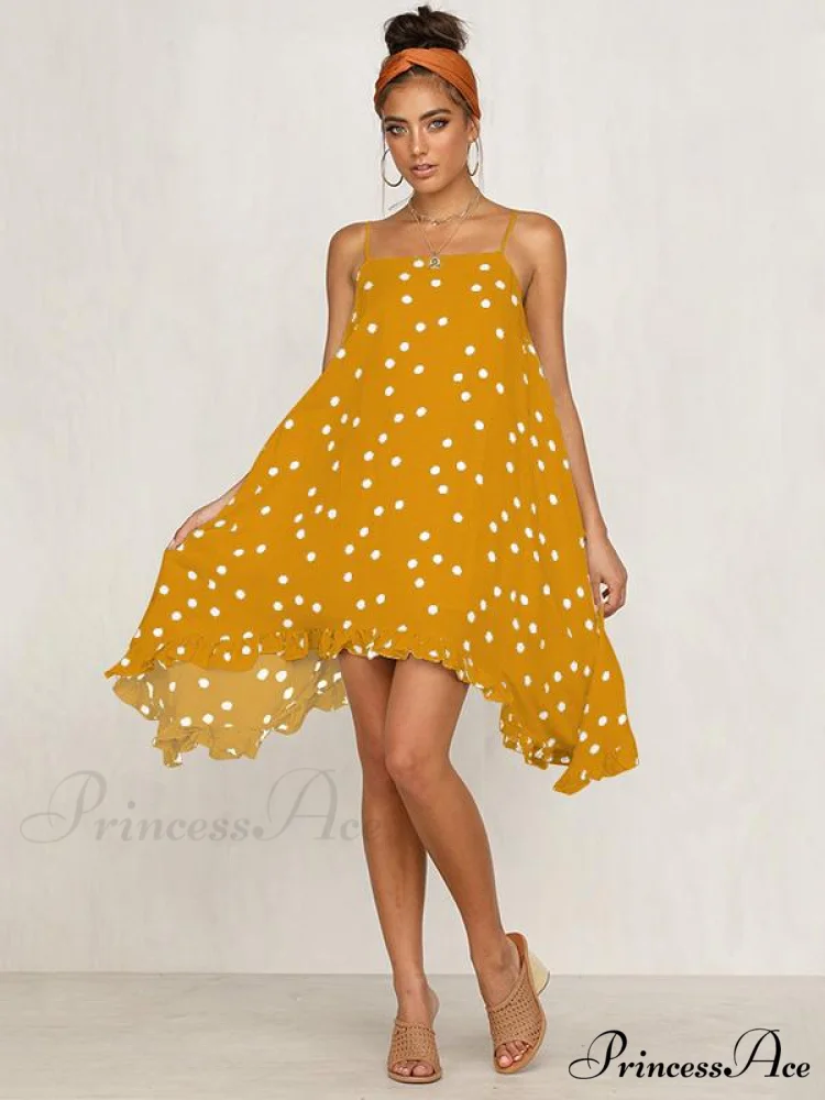 Spaghetti-Neck Gown Dot Bohemia Chiffon Mini in Warm-Season Style - Image 2