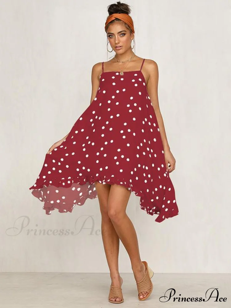 Spaghetti-Neck Gown Dot Bohemia Chiffon Mini in Warm-Season Style - Image 3