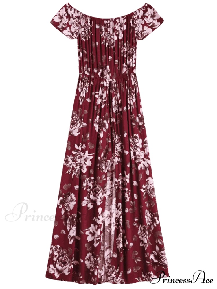 Off Asymmetric Design Flowered The Shoulder Dress - Image 3