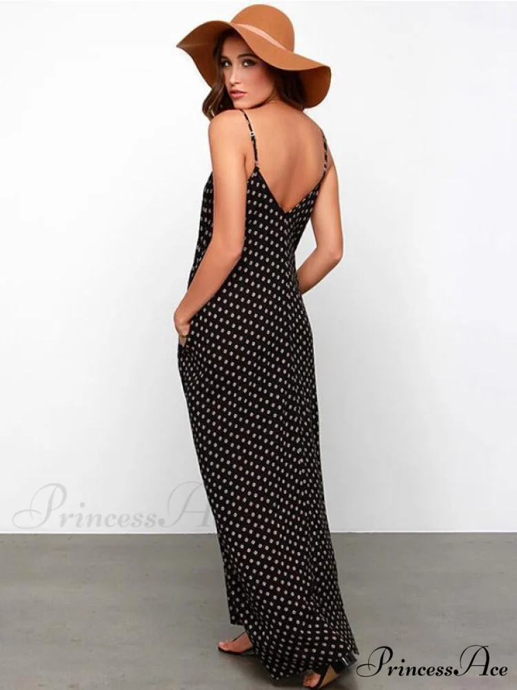 Spaghetti-Neck Full-Length Polka-Dot Dress - Image 3