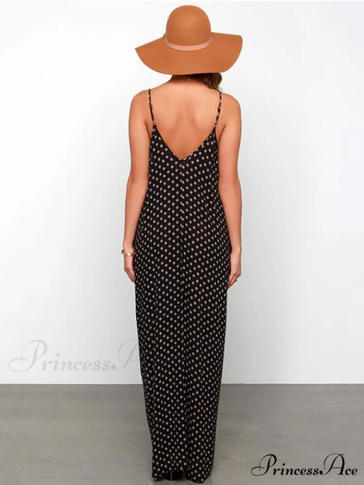 Spaghetti-Neck Full-Length Polka-Dot Dress - Image 4