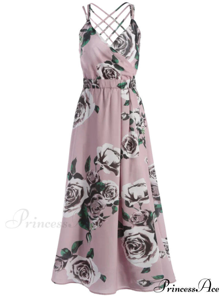 Strappy Coastal Flowered Full-Length Dress - Image 3