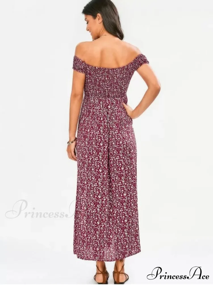 The Flowered Off Shoulder Tiny Slit Dress - Image 3