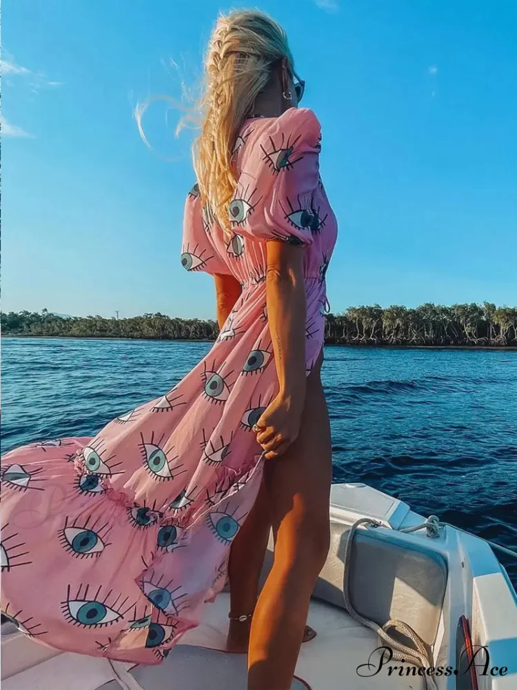 Warm-Season Chiffon Eyes Design Coastal Dress - Image 2