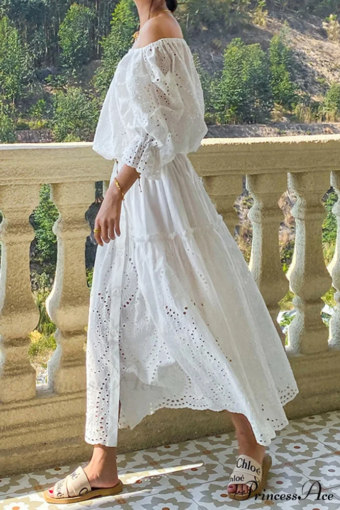 Folded White Lace with Skirt Embroidery - Image 3