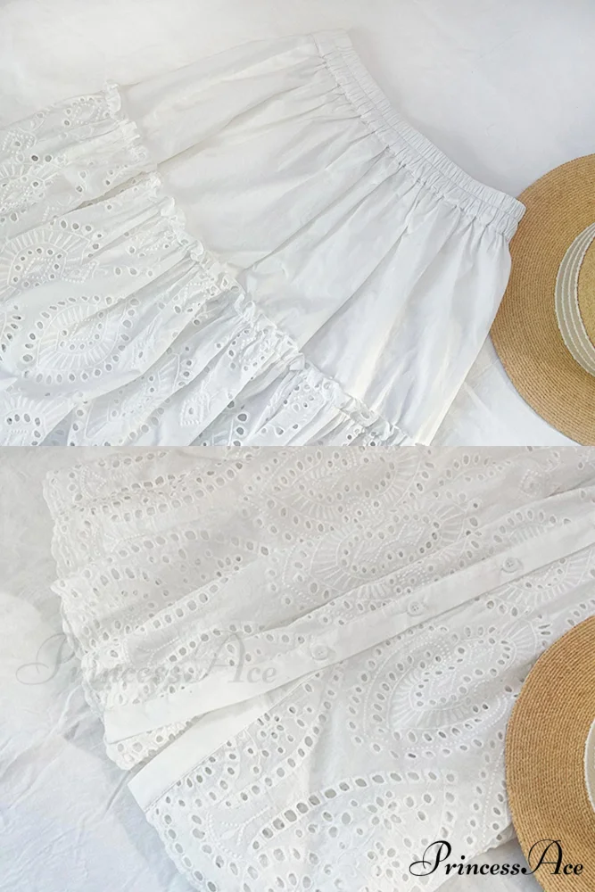 Folded White Lace with Skirt Embroidery - Image 6