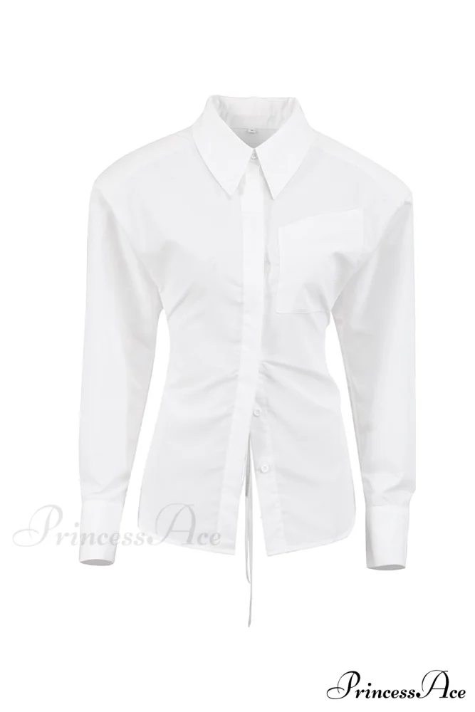Blouse White Arm Shoulder Long Backless with Up Lace Pads - Image 10