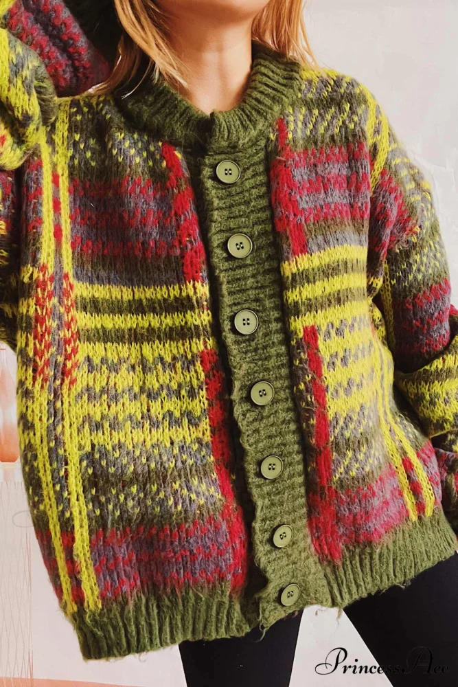 Retro with Striped Cardigan Contrast - Image 10