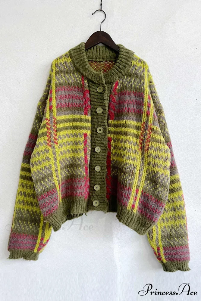 Retro with Striped Cardigan Contrast - Image 12