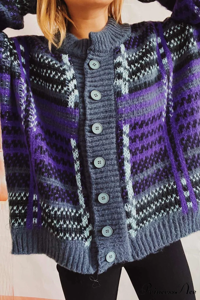 Retro with Striped Cardigan Contrast - Image 4
