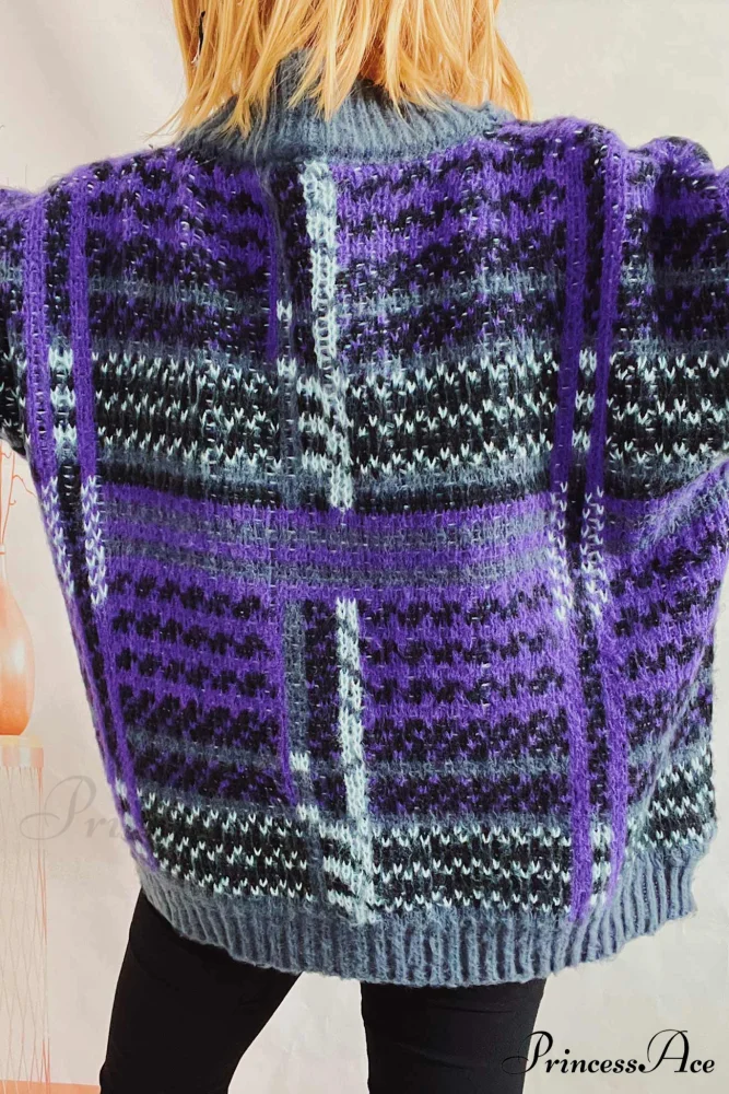 Retro with Striped Cardigan Contrast - Image 5