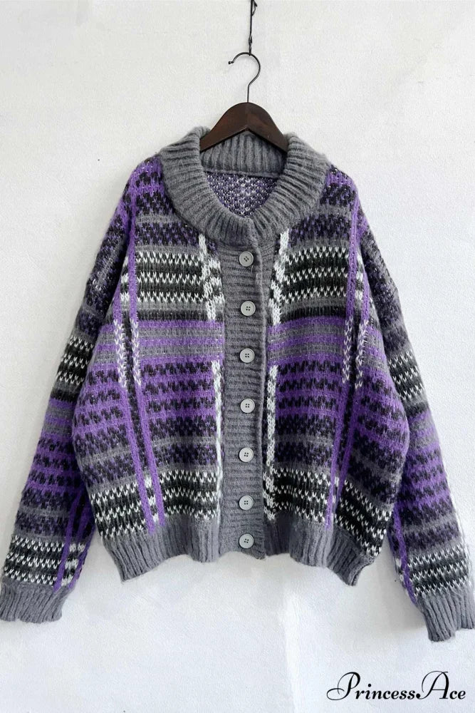 Retro with Striped Cardigan Contrast - Image 6
