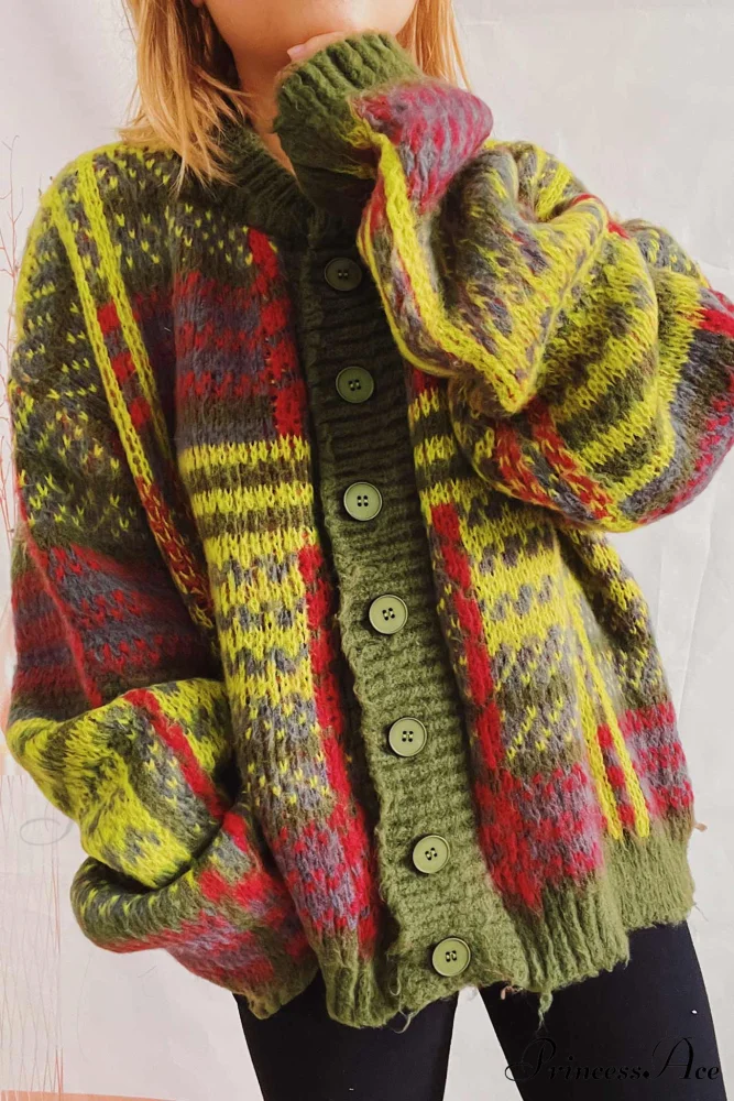 Retro with Striped Cardigan Contrast - Image 9