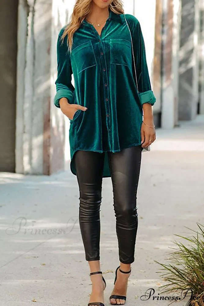 Velvet Blouse with Pockets - Image 11