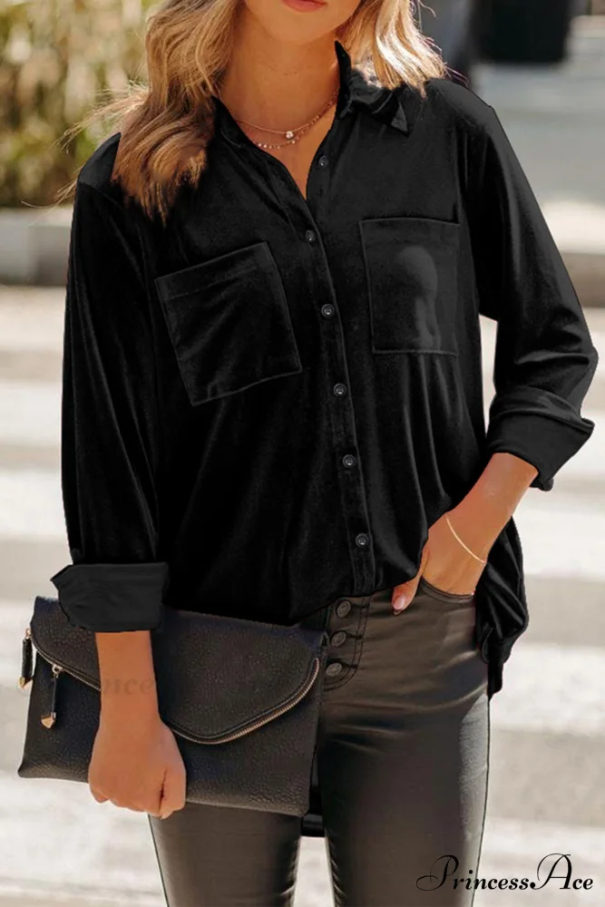 Velvet Blouse with Pockets - Image 4