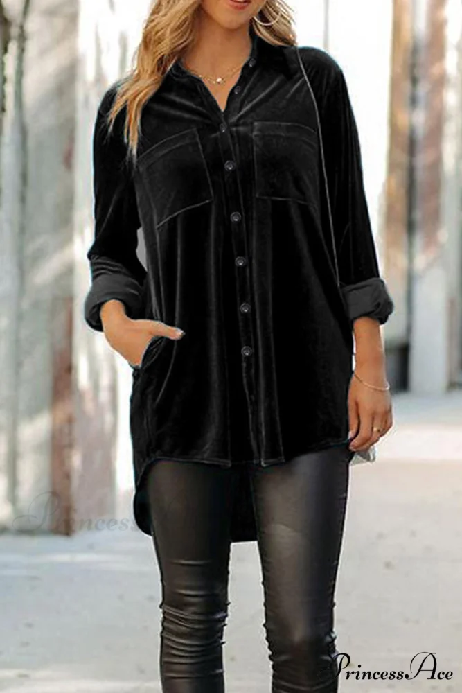 Velvet Blouse with Pockets - Image 5