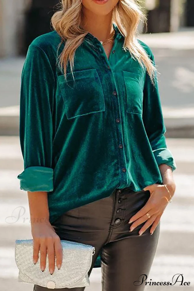 Velvet Blouse with Pockets - Image 8