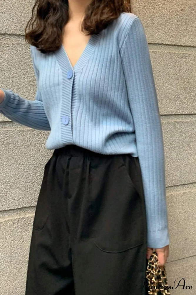 Cardigan Button with Ribbed V-neckline - Image 10