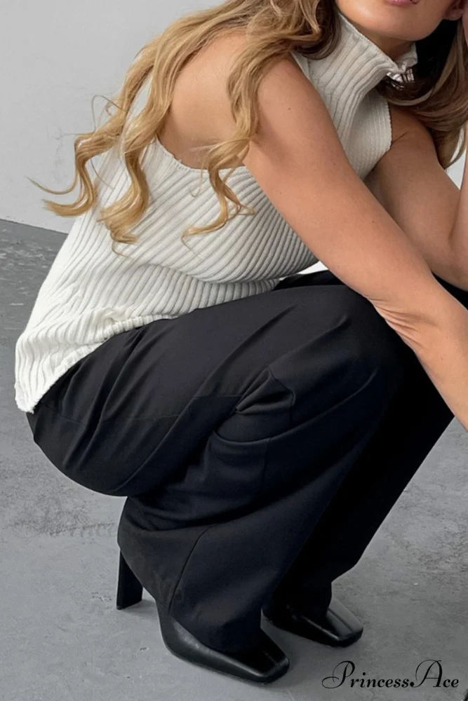 Turtleneck Ribbed Sleeveless Knit Sweater - Image 5