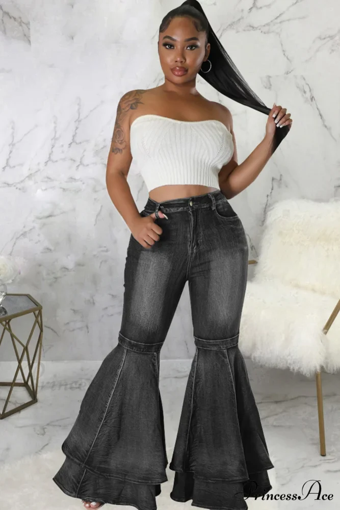 Rise Flares Tiered High Jeans - Image 10