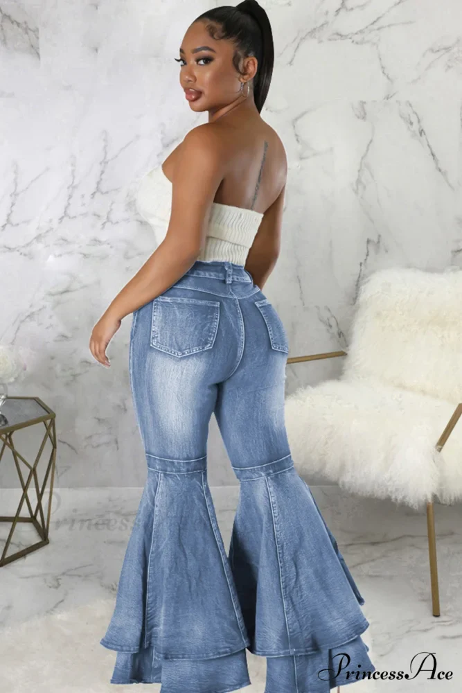 Rise Flares Tiered High Jeans - Image 4