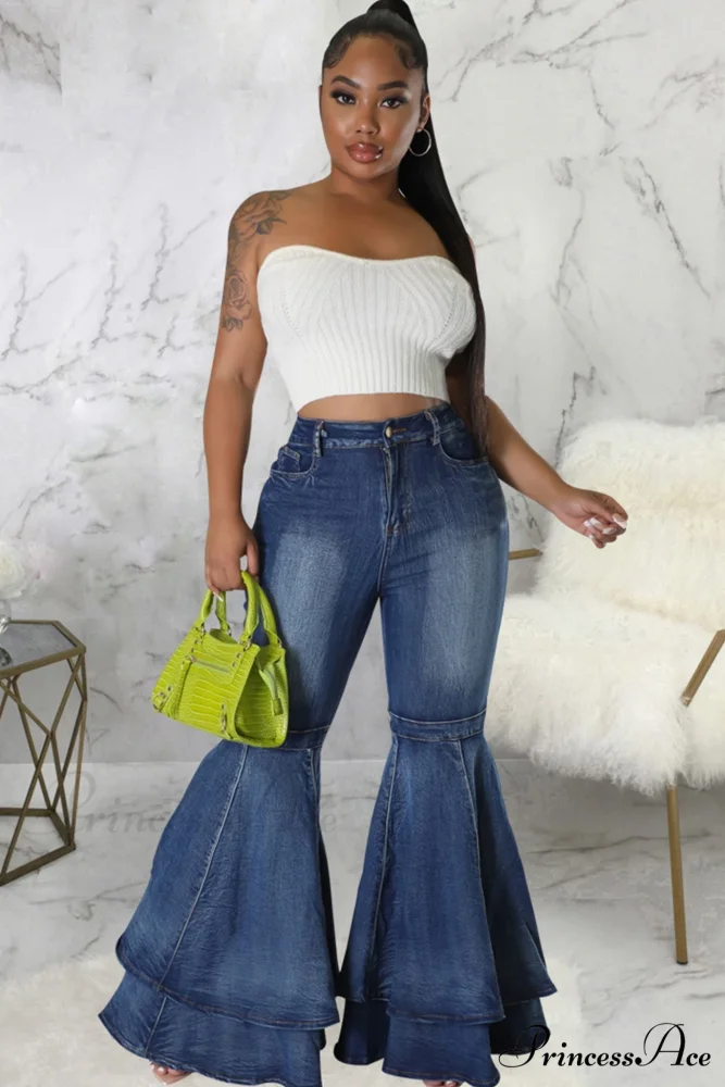 Rise Flares Tiered High Jeans - Image 6