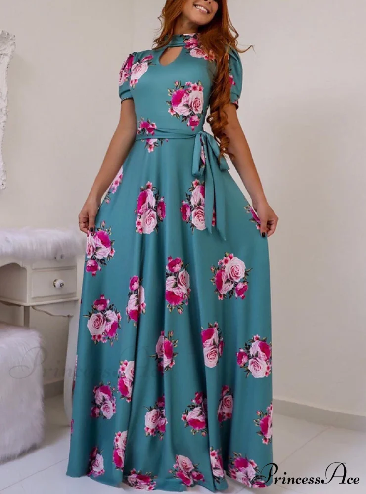 Big Gown Flowered with Full-Length Long Design Swing - Image 2