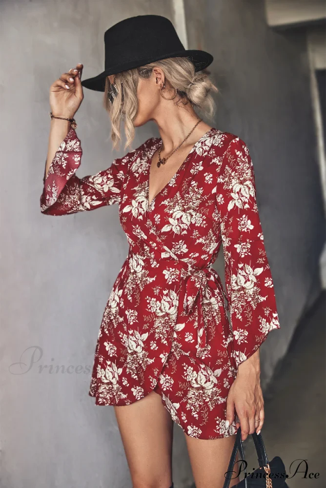 Arm Gown with Irregular Flared Flowered Design - Image 2